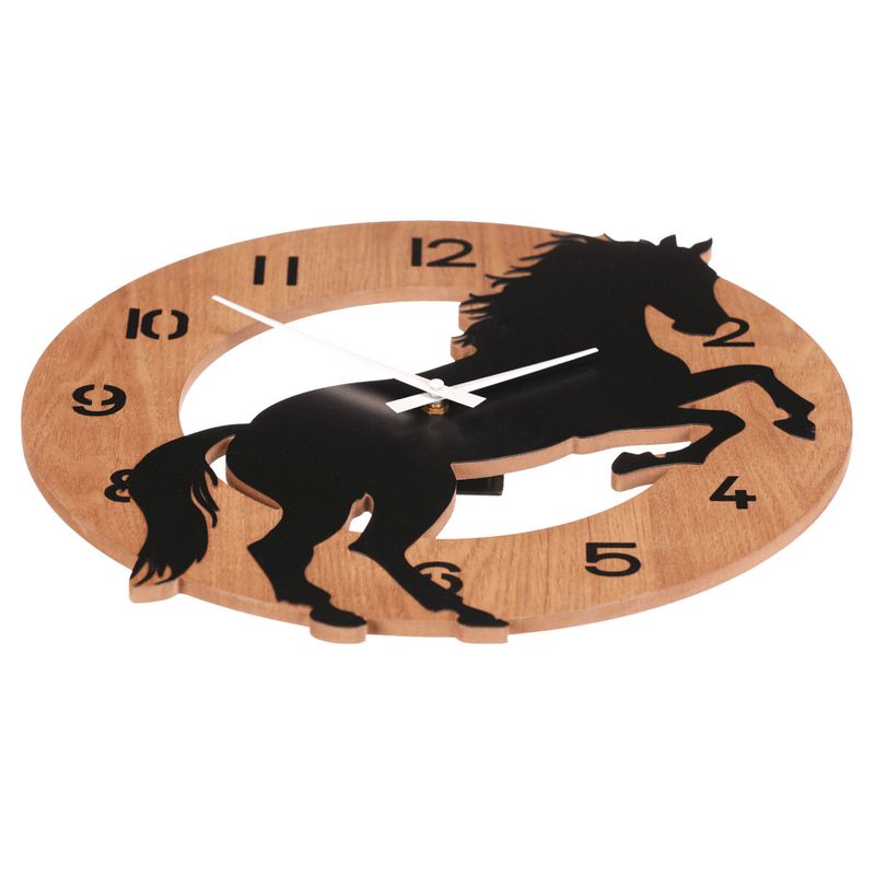 Hodiny nástenné, pr. 40 cm, MDF a kov, motív koňa, HW4022