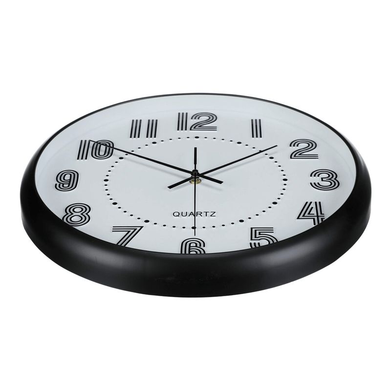 Hodiny nástenné, pr. 41 cm, plastové, pruhované číslice, biele, HW4025 WT