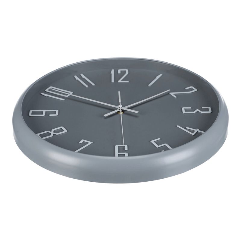 Hodiny nástenné, pr. 41 cm, plastové, biele číslice, sivé, HW4026 GREY