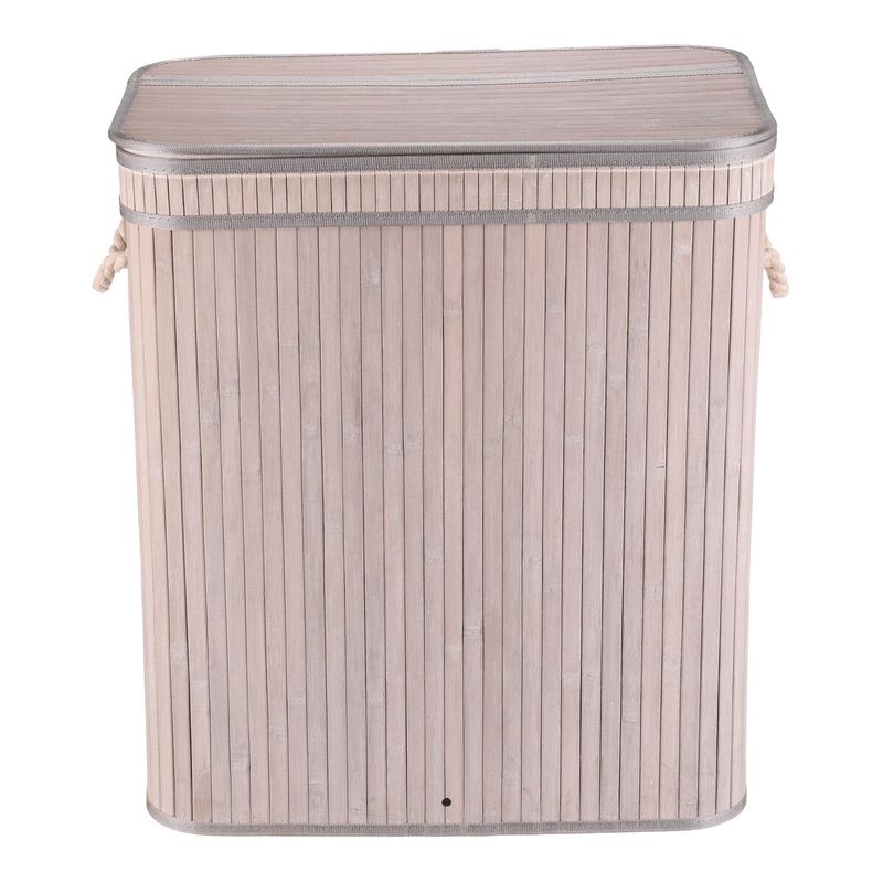 Kôš na prádlo, 52cm, bambusový, s vekom, sivý, DB2000 GREY