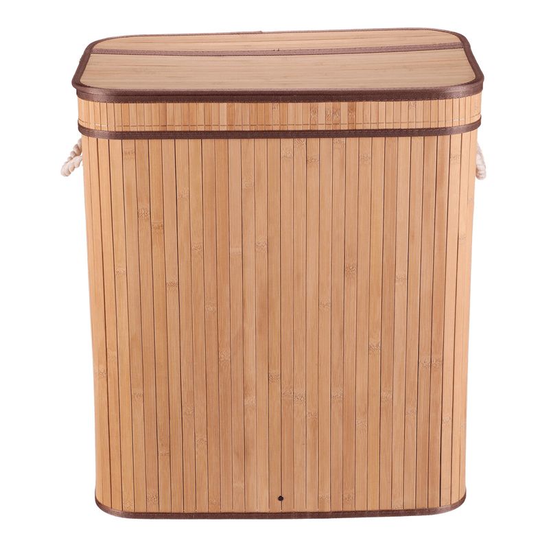 Kôš na prádlo, 52cm, bambusový, s vekom, prírodný, DB2000 NAT