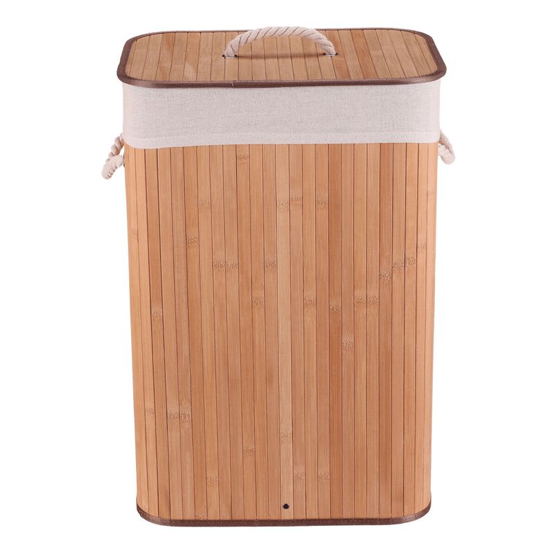 Kôš na prádlo, 40cm, bambusový, s vekom, prírodný, DB2001 NAT