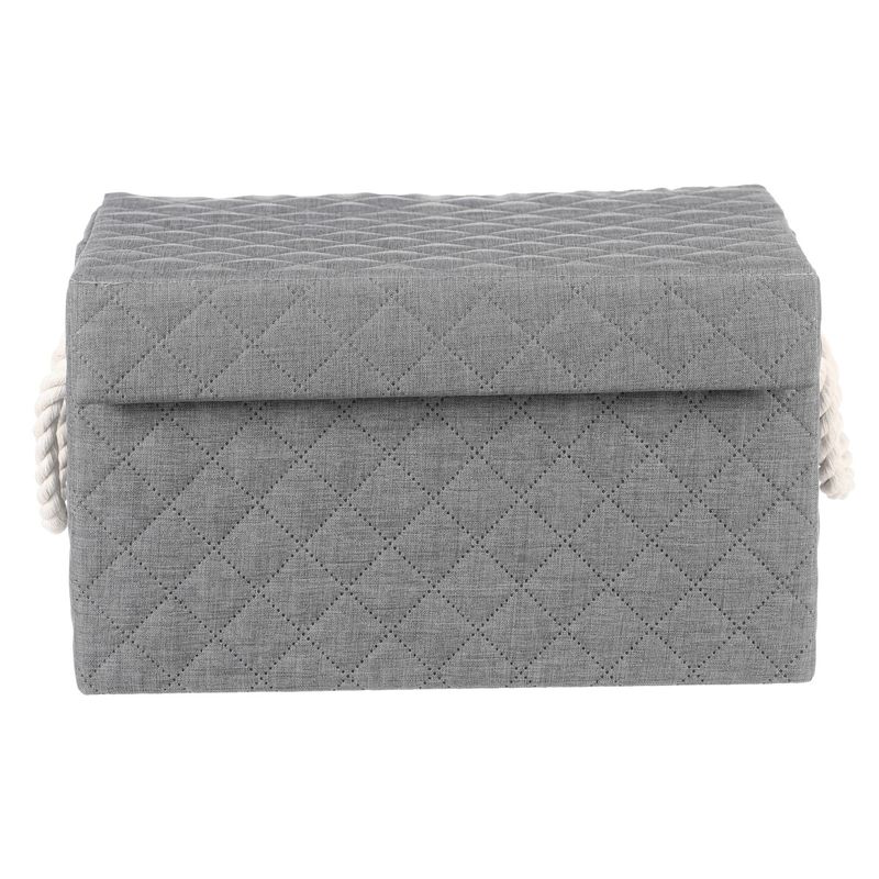 Kôš látkový, krabica s uchami a vekom, nízky, sivý, DT3003 GREY