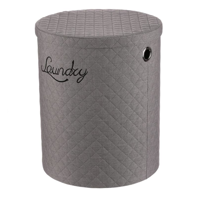 Kôš na bielizeň, látka, okrúhly, sivý, sada 5 ks, DT3007 GREY