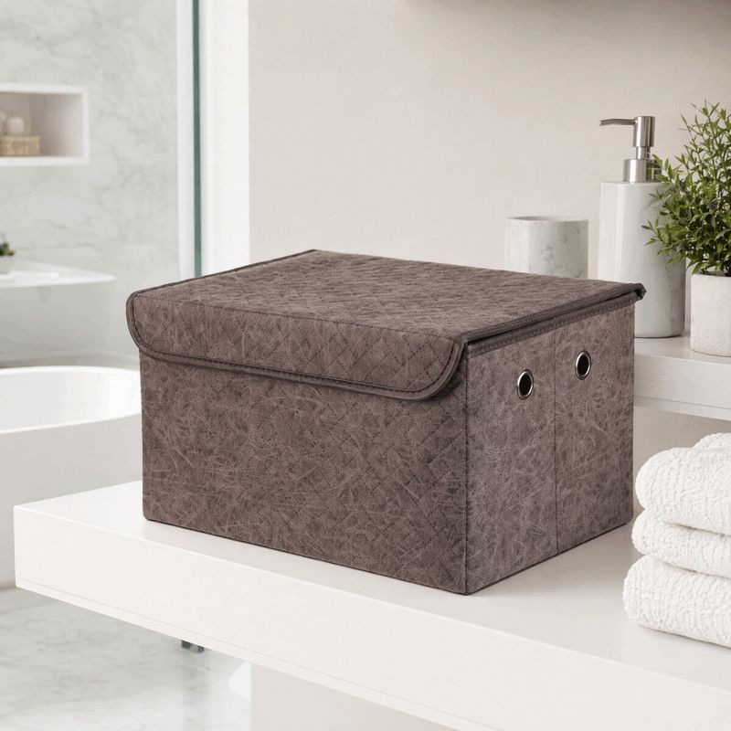 Kôš regálový, látkový s vekom, sivá farba, DT3012 GREY-L