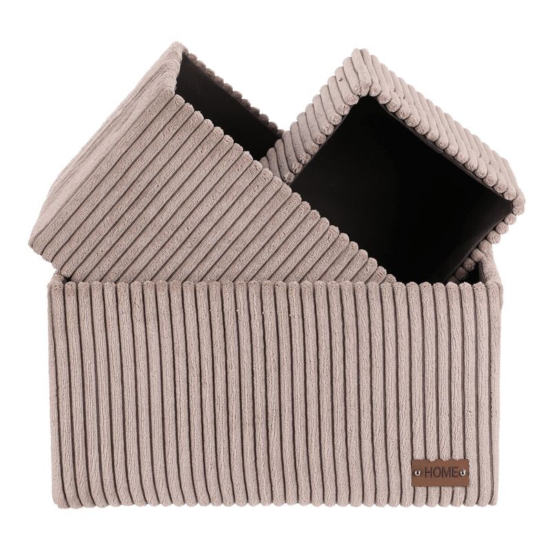 Kôš regálový, menčestrový poťah, sivý, sada 3 ks, DT3016 GREY