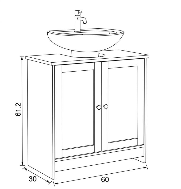 Kúpeľňová skrinka, 60cm, MDF, biela, AUK-E1155 WT