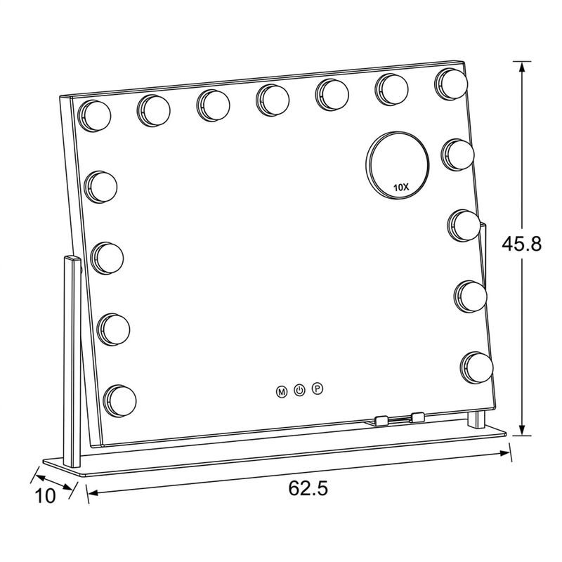 Zrkadlo kozmetické, 62x46cm, biele, AZR-E1101 WT