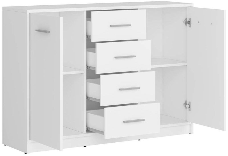 Komoda, 118cm, biela, NEPO PLUS KOM2D4S