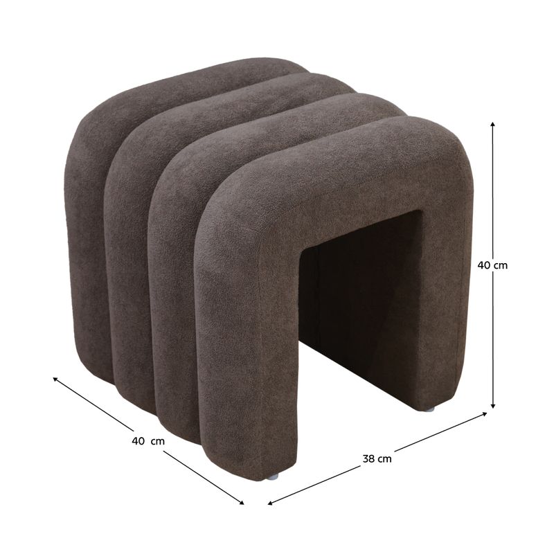 Dizajnový taburet, 40cm, hnedá látka, SUNDO