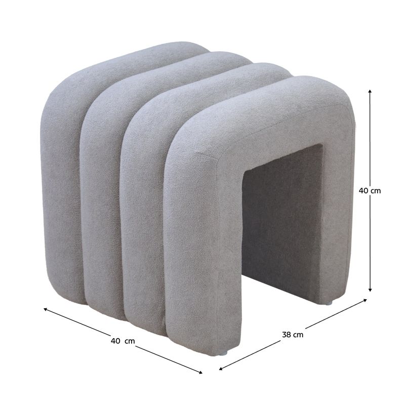 Dizajnový taburet, 40cm, sivá látka, SUNDO