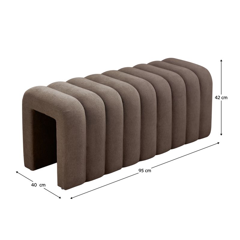 Dizajnová lavica, 95cm, hnedá látka, SUNDO