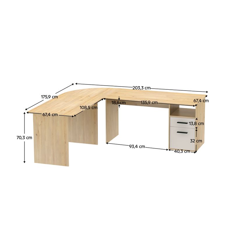 PC stôl, 203x176cm, dub artisan, kašmír, MAURUS NEW MA11