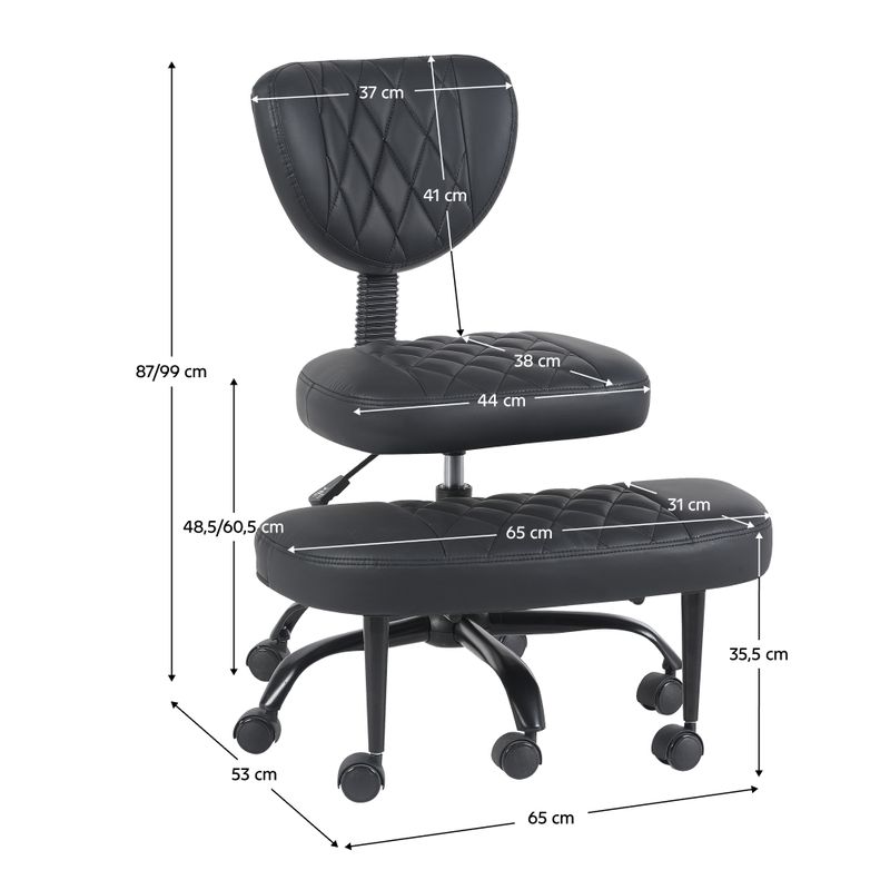 Ergonomická kľakačka, 44cm, čierna ekokoža, čierny kov, SAMER