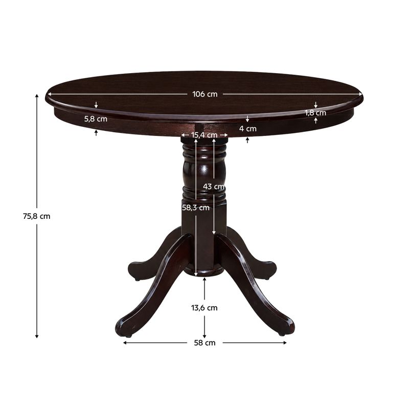Jedálenský stôl, okrúhly 106cm, gaštan, TABLOS NEW