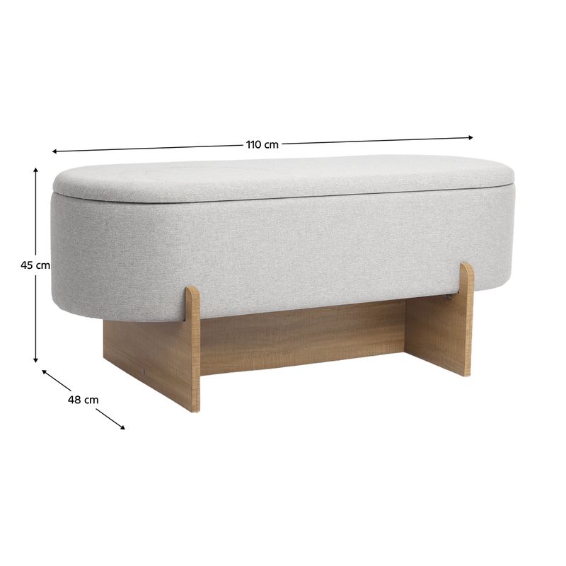 Lavica s úložným priestorom, 110cm, prírodná, béžová látka, TRALKA