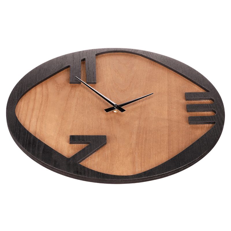 Hodiny nástenné, kov a MDF s jaseňovou dyhou, 45cm, FA23-013