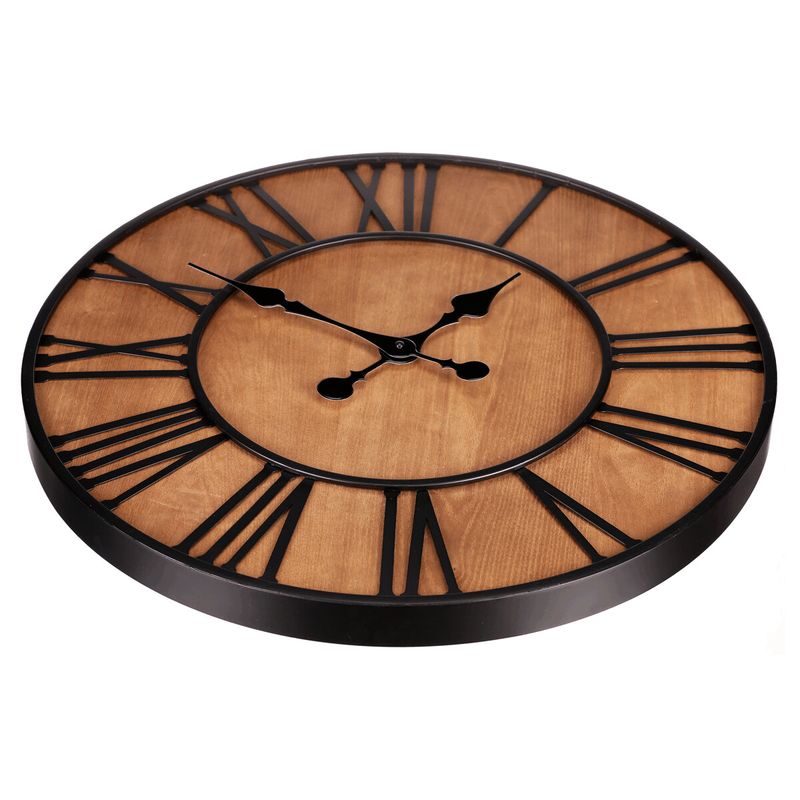 Hodiny nástenné, kov a MDF s jaseňovou dyhou, 60cm, FA23-020