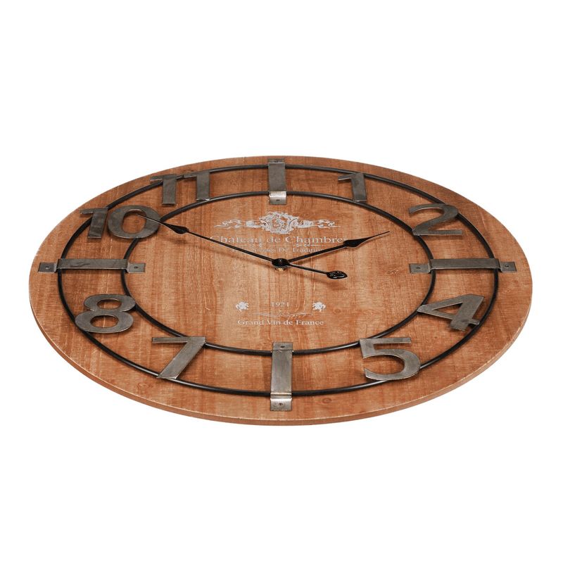Hodiny nástenné, MDF s imitáciou dyhy, kovové číslice, 68cm, HW4010