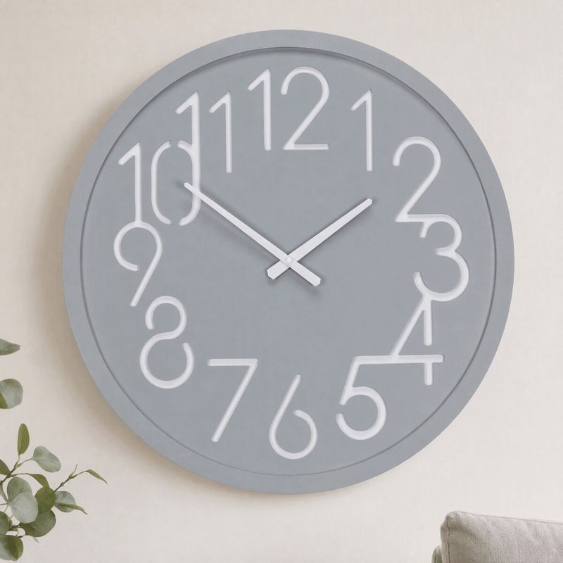 Hodiny nástenné, MDF, svetlosivé, 60cm, HW4023 GREY-LT