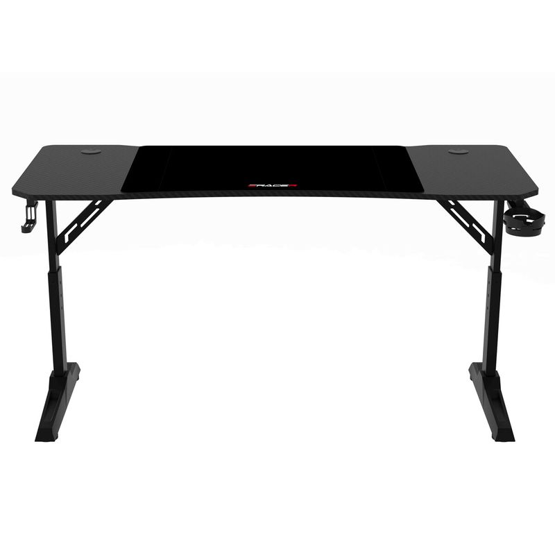 Pevný herný stôl 140x60cm, nastaviteľná výška, melamín, carbon, LT-H1114 BK
