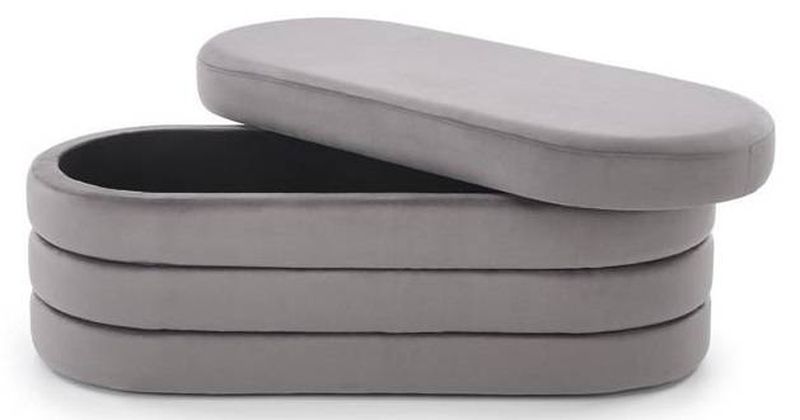 Taburetka s úložným priestorom, 110cm, sivá látka, CALPI