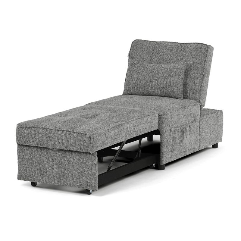 Rozkladacie kreslo, sivá látka, ASB-C3210 GREY2
