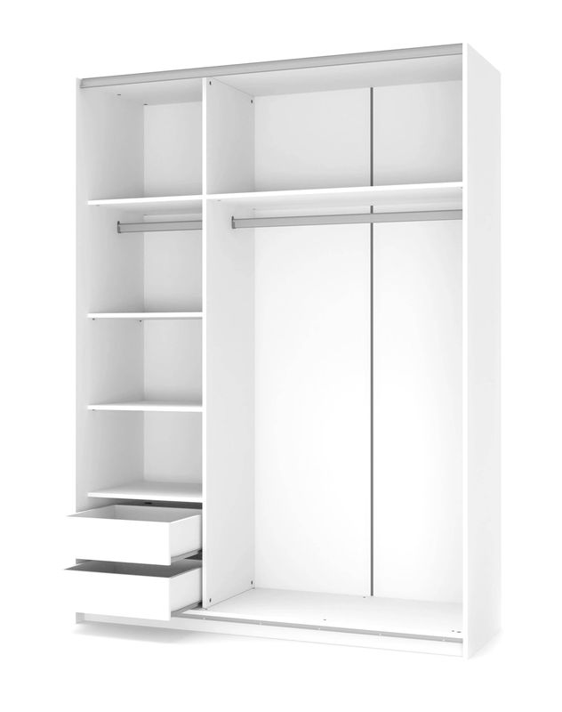 Skriňa s posuvnými dverami, 153cm, biela, biely lesk, LIMA S1