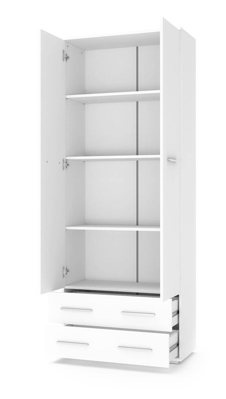 Policová skriňa, 77cm, biela, biely lesk, LIMA REG2