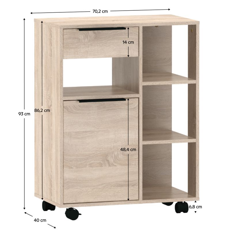 Jednodverový kredenc, 70cm, dub sonoma, LILIEN TYP 3