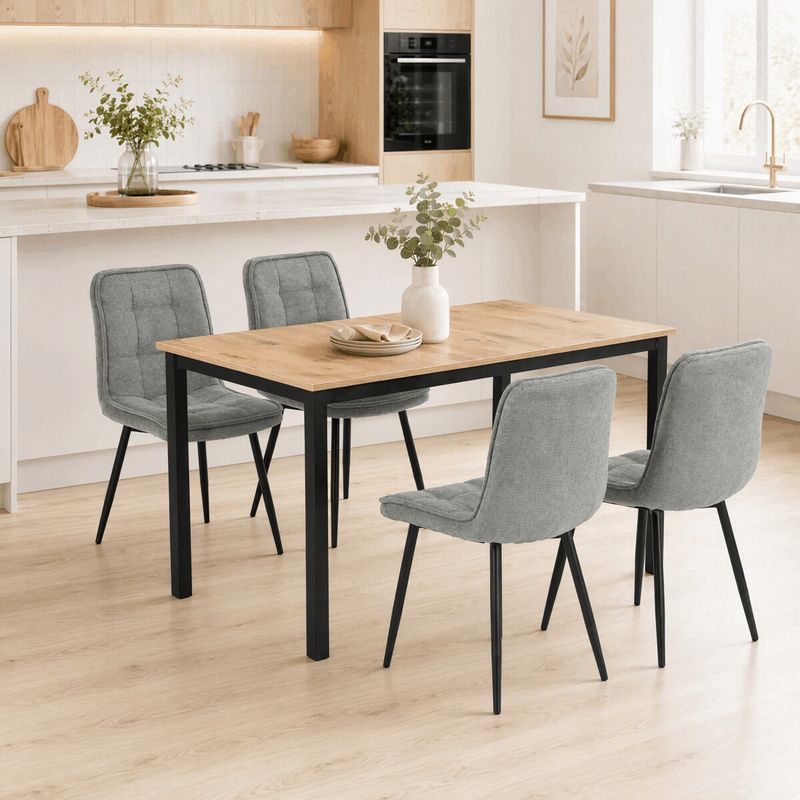 Jedálenský set so 4 stoličkami Leonis, 110x70cm, zelený, MDF divoký dub, ASE-1043 GRN2