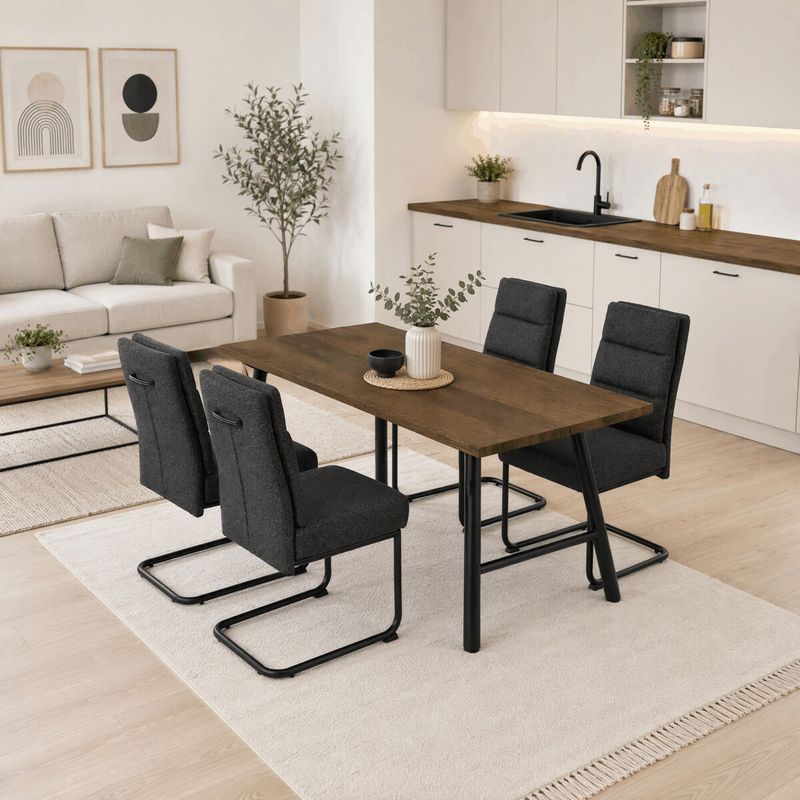 Jedálenský set so 4 stoličkami Antares, 180x90cm, sivý, dýha orech, ASE-1045 GREY2