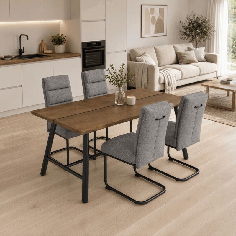 Jedálenský set so 4 stoličkami Antares, 180x90cm, sivý, dýha orech, ASE-1045 SIL2