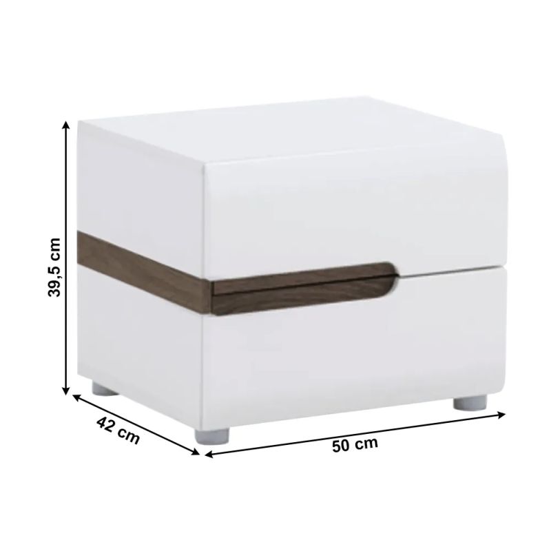 Nočný stolík, 50cm, biely LYNATET TYP 96
