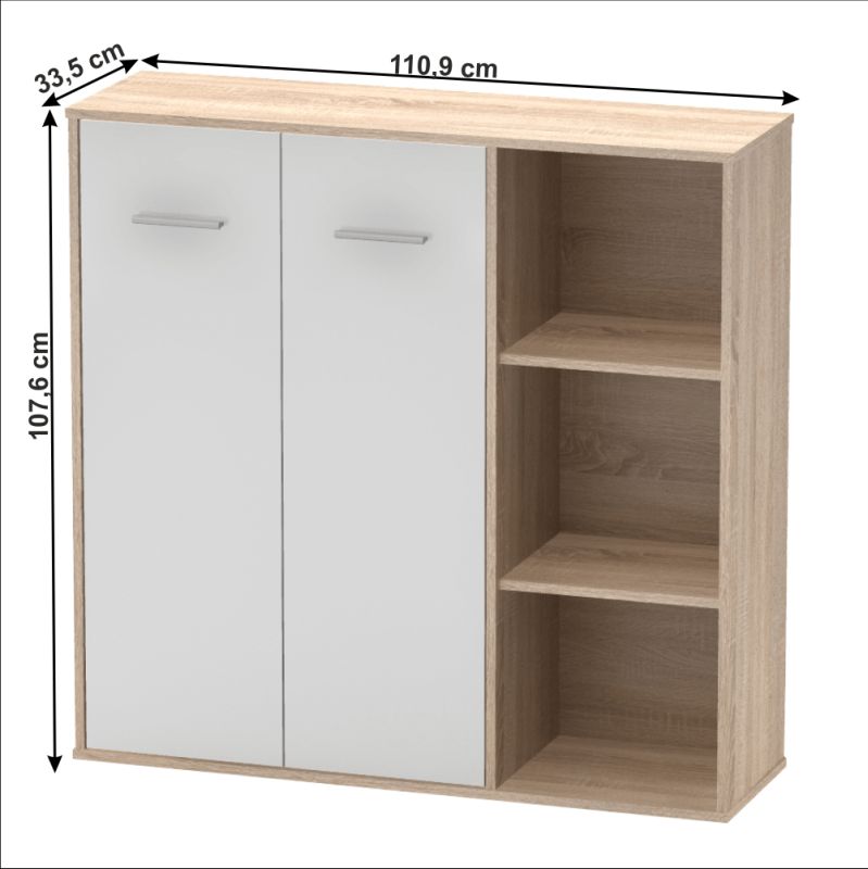 Skrinka, 111cm, dub sonoma, biela, MAURUS NEW MA32