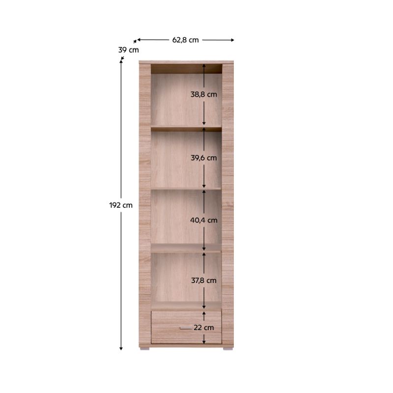 Regál, 63cm, dub sonoma, GRAND typ 6