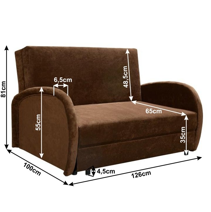 Pohovka, rozkladacia, hnedá látka, MILI 2