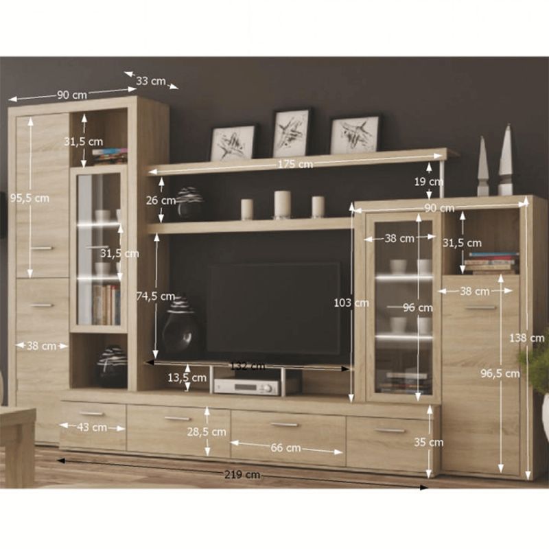 Obývacia stena, 312cm, dub sonoma, ATLANTIS NEW