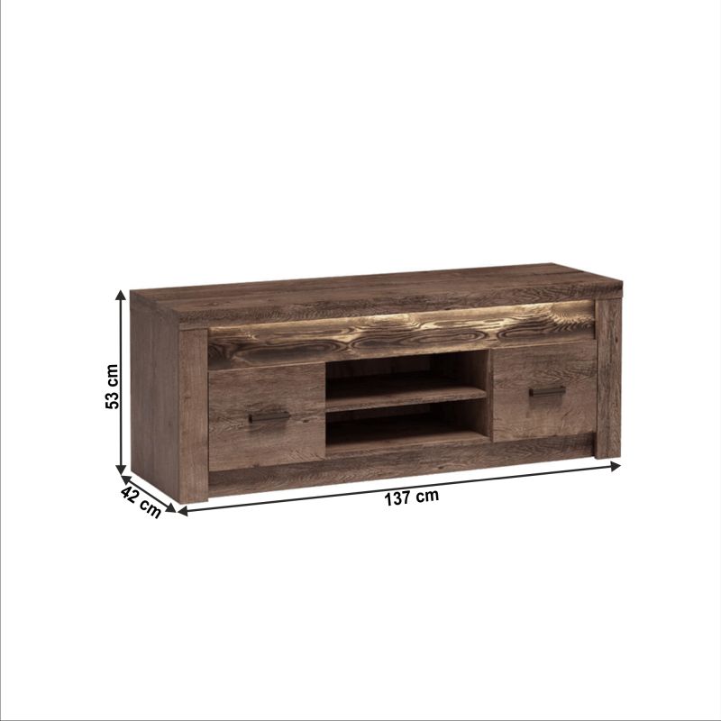 RTV stolík, 137 cm, jaseň tmavý, INFINITY 09