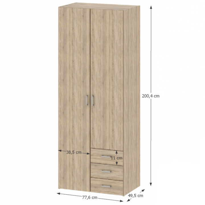 Skriňa, 78cm, kombinovaná, dub sonoma, GWEN 70425