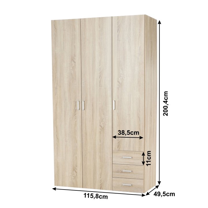 Skriňa, 116cm, kombinovaná, dub sonoma, GWEN 70427