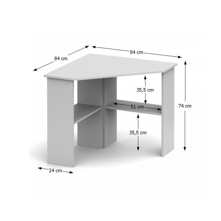 PC stôl, 84x84cm, rohový, biely, RONY NEW