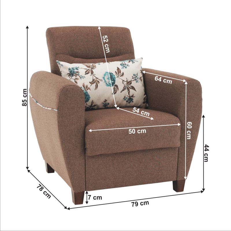 Kreslo, tmavobéžová látka, MILO