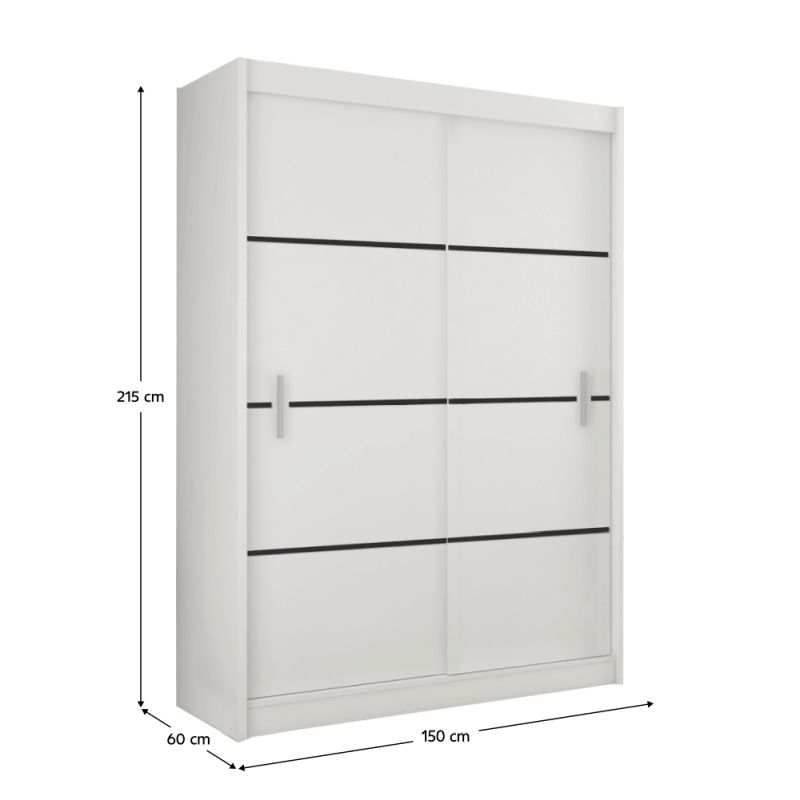 Skriňa, 150cm, kombinovaná, biela, čierna, MERINA 150