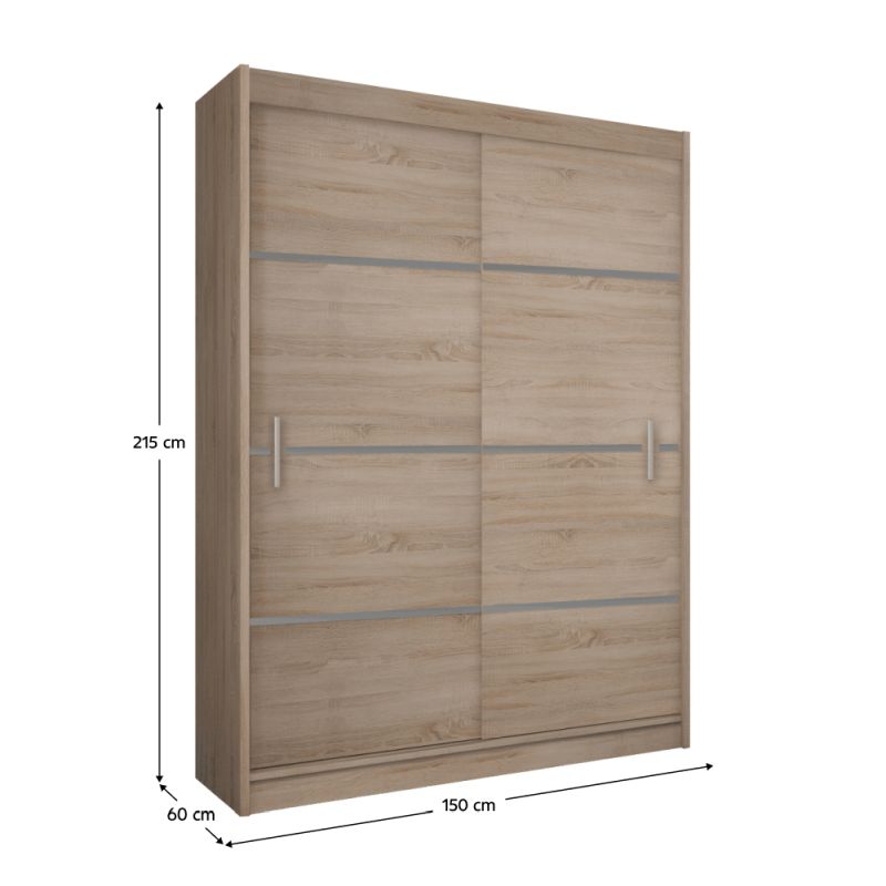 Skriňa, 150cm, kombinovaná, dub sonoma, sivá, MERINA 150