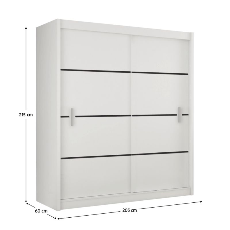 Skriňa, 203cm, kombinovaná, biela, čierna, MERINA 203