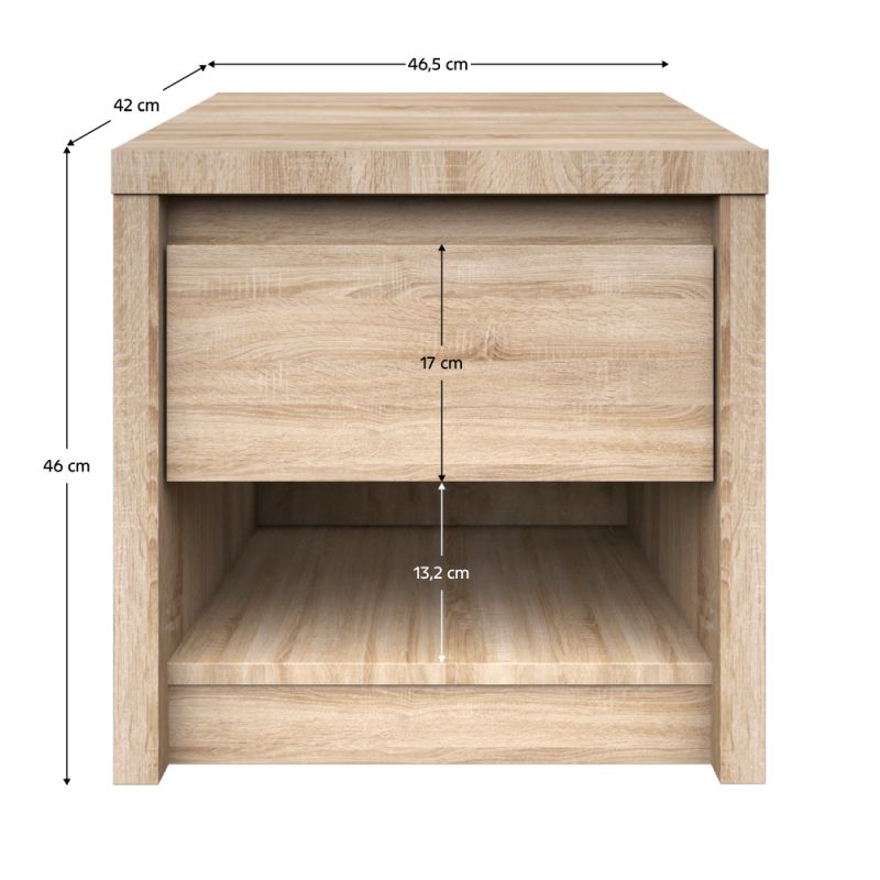 Nočný stolík, 46cm, dub sonoma, NORTY