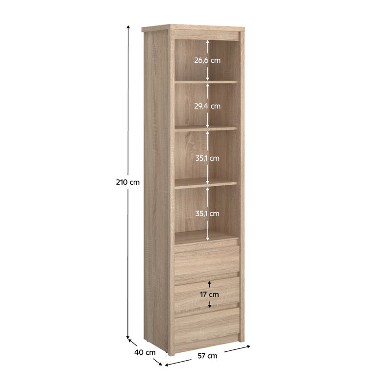 Regál, 57cm, dub sonoma, NORTY 3Z