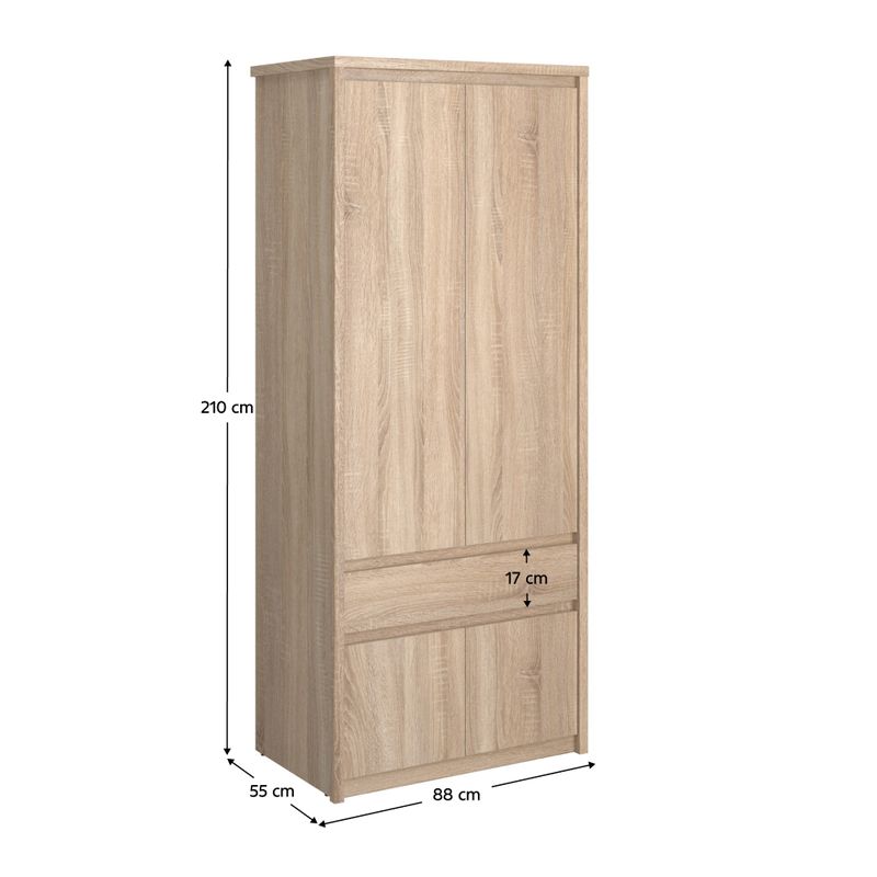 Skriňa, 88cm, vešiaková, dub sonoma, NORTY 1Z4D