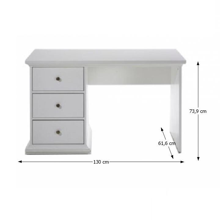 PC stôl, 130x61cm, biely, PARIS